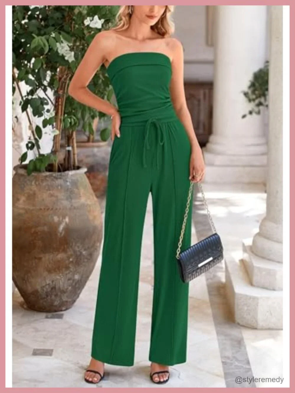 2 Piece Lounge Set Ribbed Knit Crop Tube Top & Wide Leg Pants